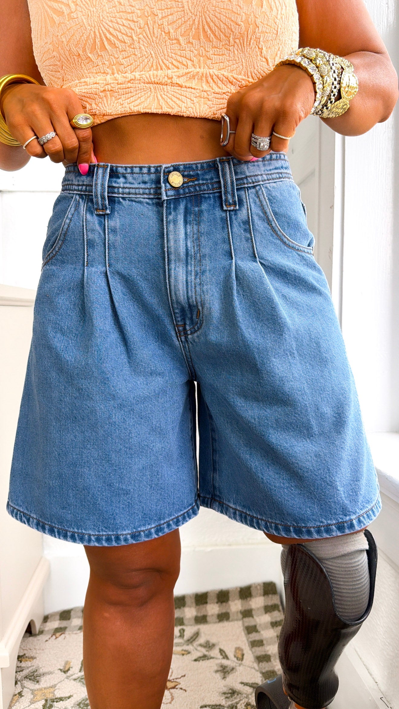 Sunday Stroll Pleated Shorts, Drift Blue