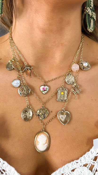 Rose Crest Multi Layered Necklace, Gold