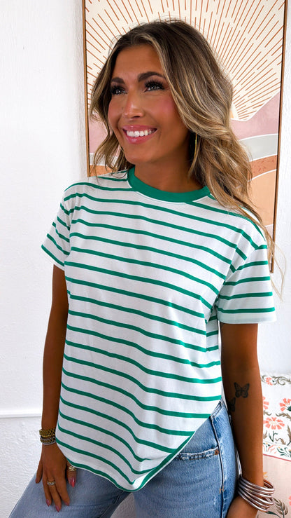 The Modern Stripe T- Shirt, Green/White
