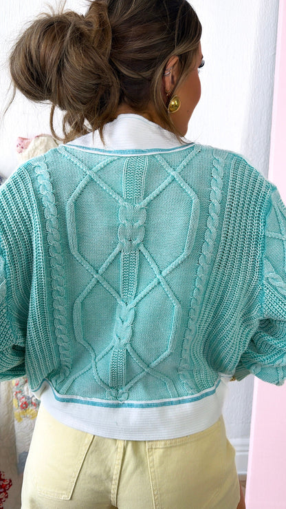 Texture Criss Cross Top, Aqua