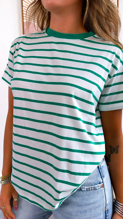 The Modern Stripe T- Shirt, Green/White