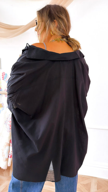 Relaxed Button Up, Black