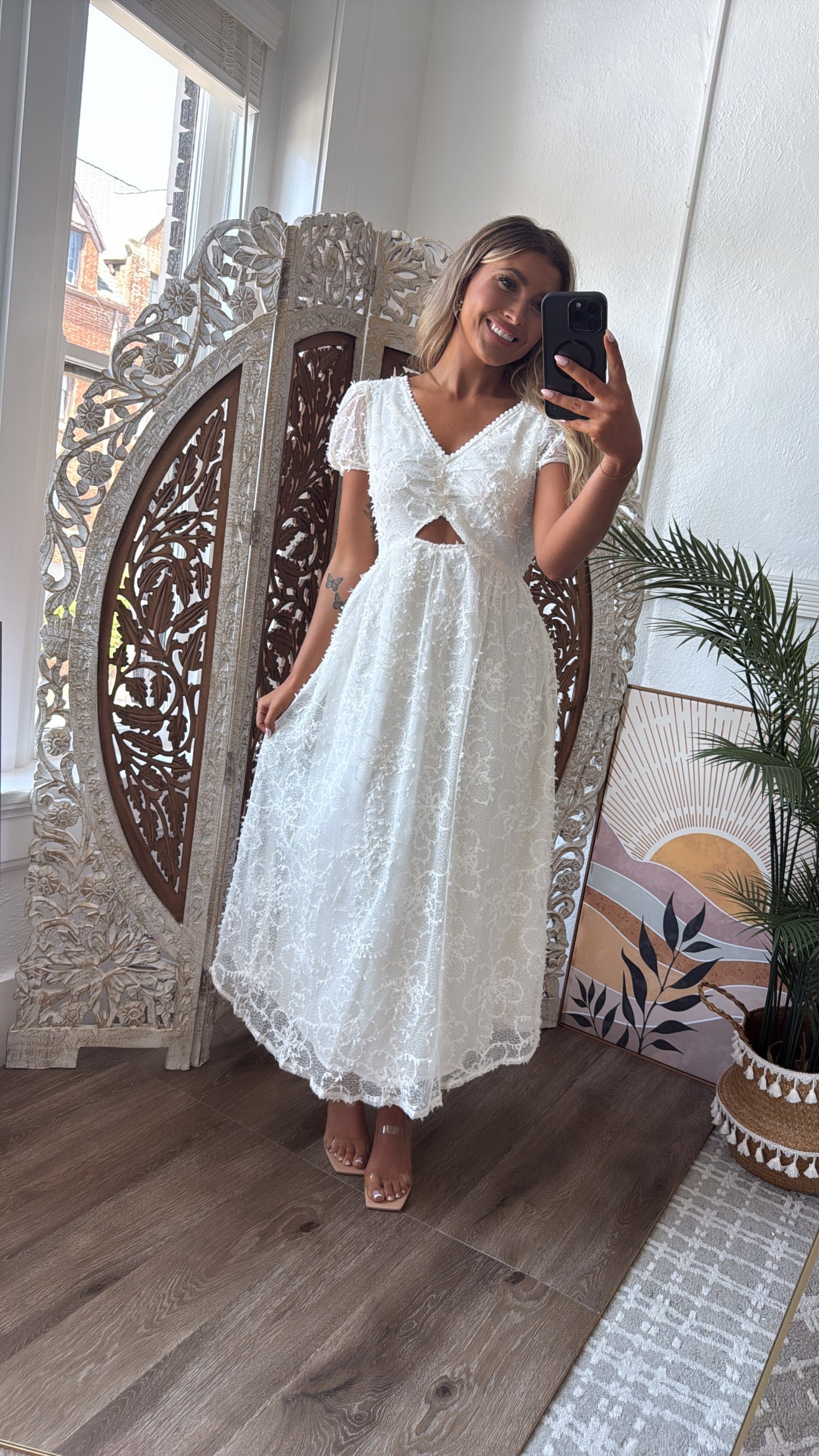 Soft Spoken Love Midi Dress, Cream