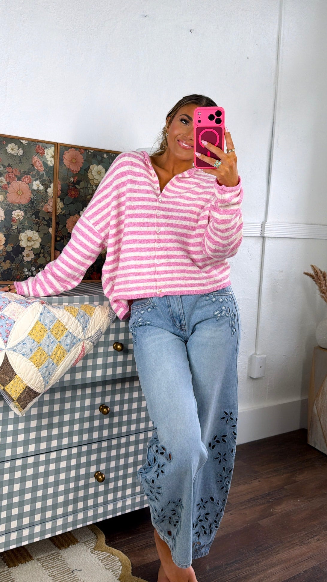 Sweet Stripe Cardigan, Bubblegum