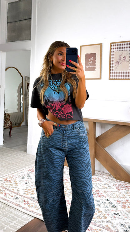 Wild Free Bird Graphic Tee, Black/ Red/Blue