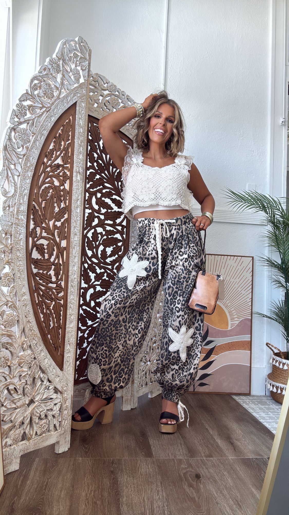 Rare Form Patched Joggers, Sand Leopard