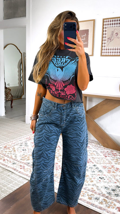 Wild Free Bird Graphic Tee, Black/ Red/Blue