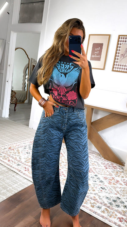 Wild Free Bird Graphic Tee, Black/ Red/Blue