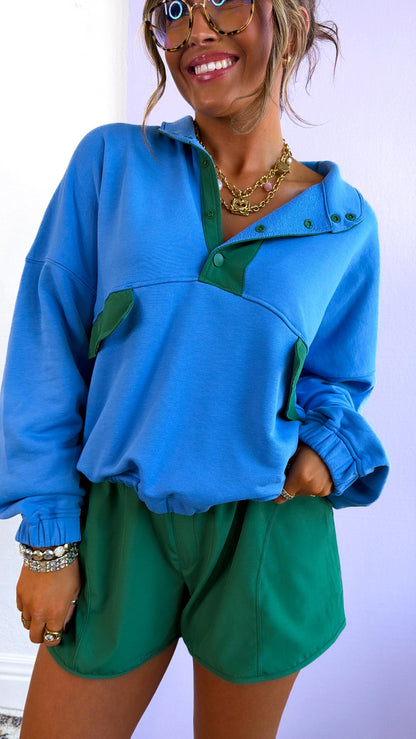 Relax Girl Short & Top Set, Aqua/ Dk Green