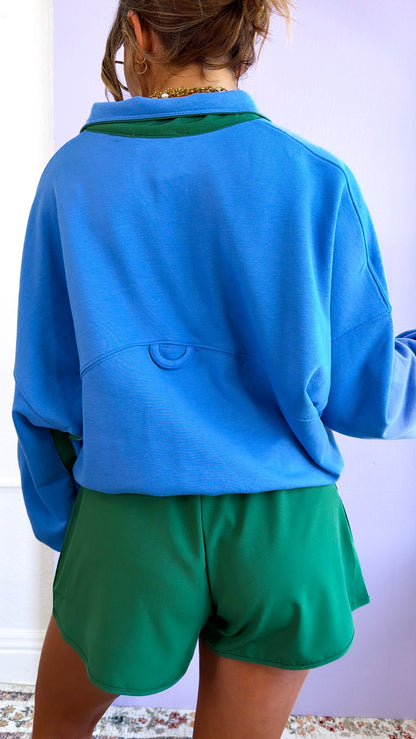 Relax Girl Short & Top Set, Aqua/ Dk Green