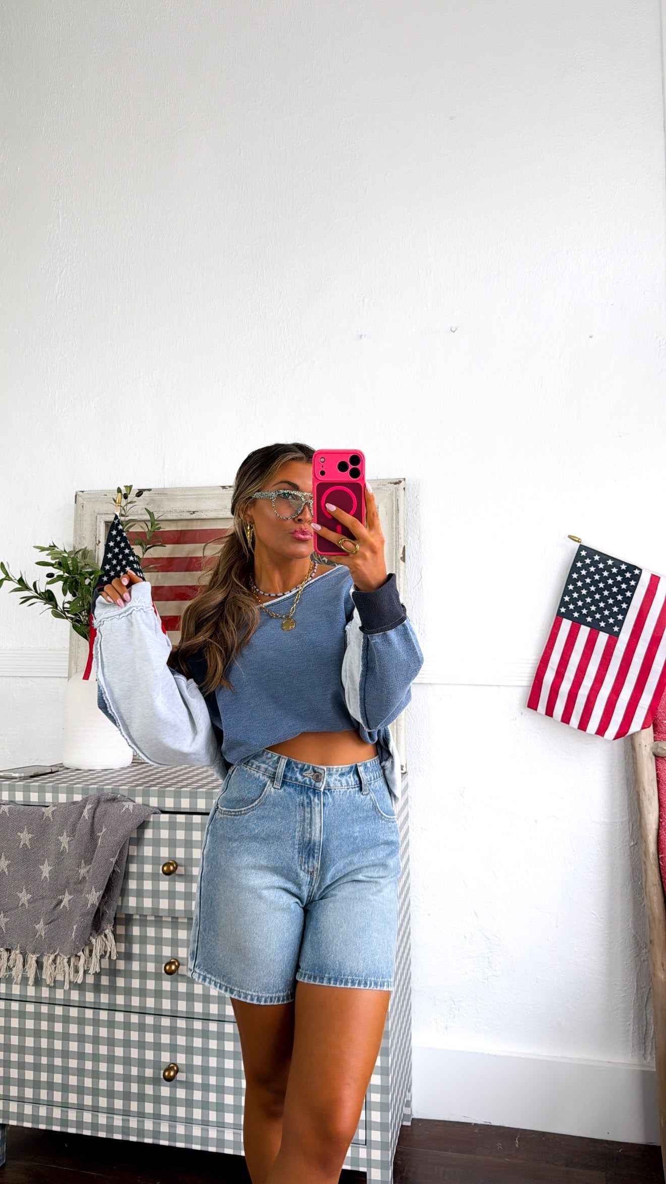 Something Simple Off The Shoulder Top, Denim Blue