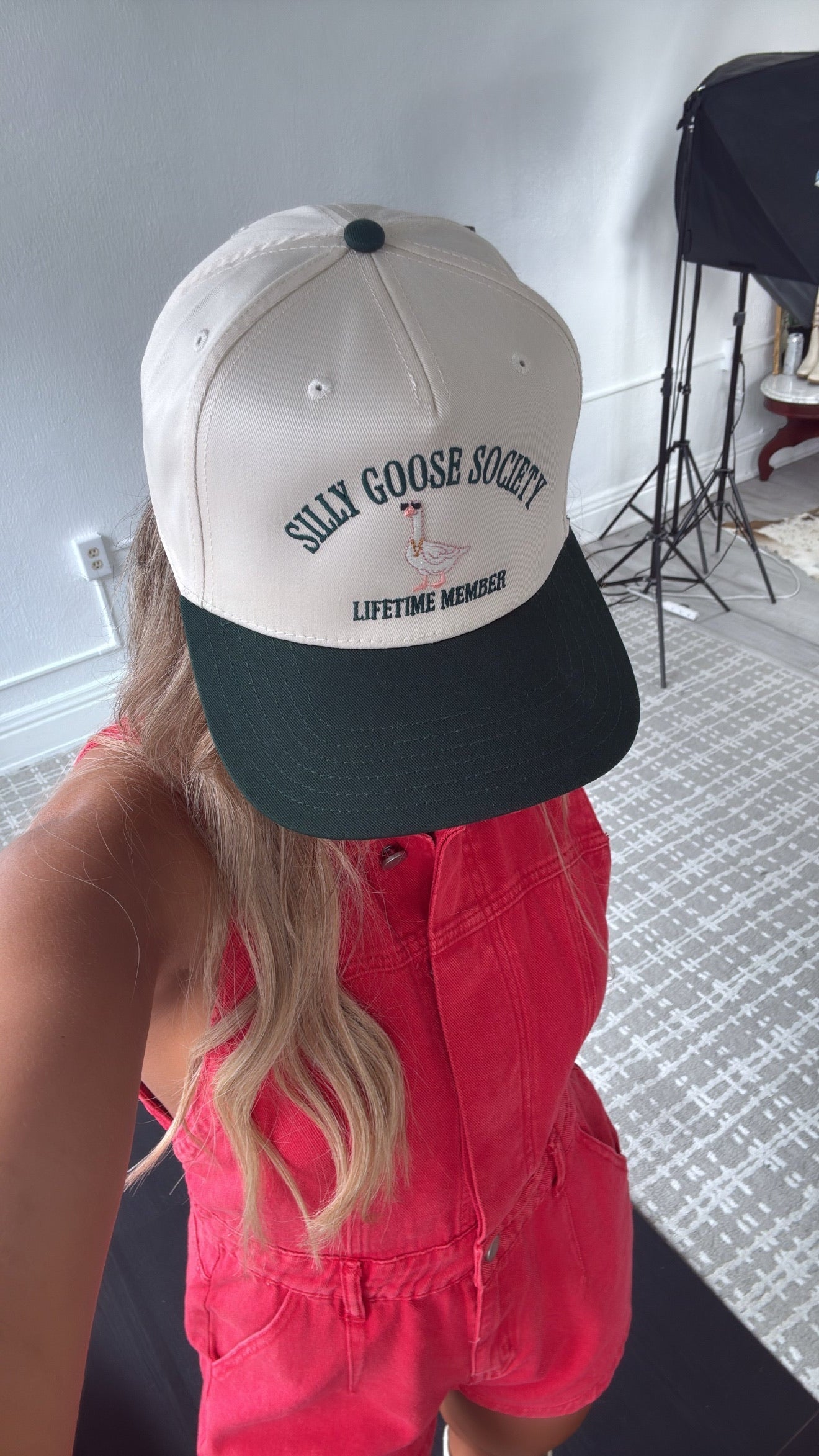 Silly Goose Society Ball Cap, Green/ Natural