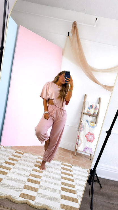 Travel Ready Two Piece Set, Dusty Pink