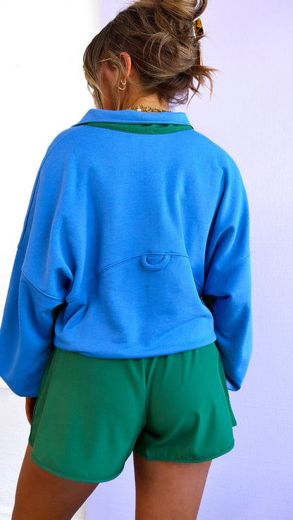 Relax Girl Short & Top Set, Aqua/ Dk Green