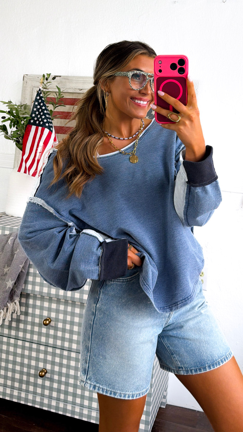 Something Simple Off The Shoulder Top, Denim Blue