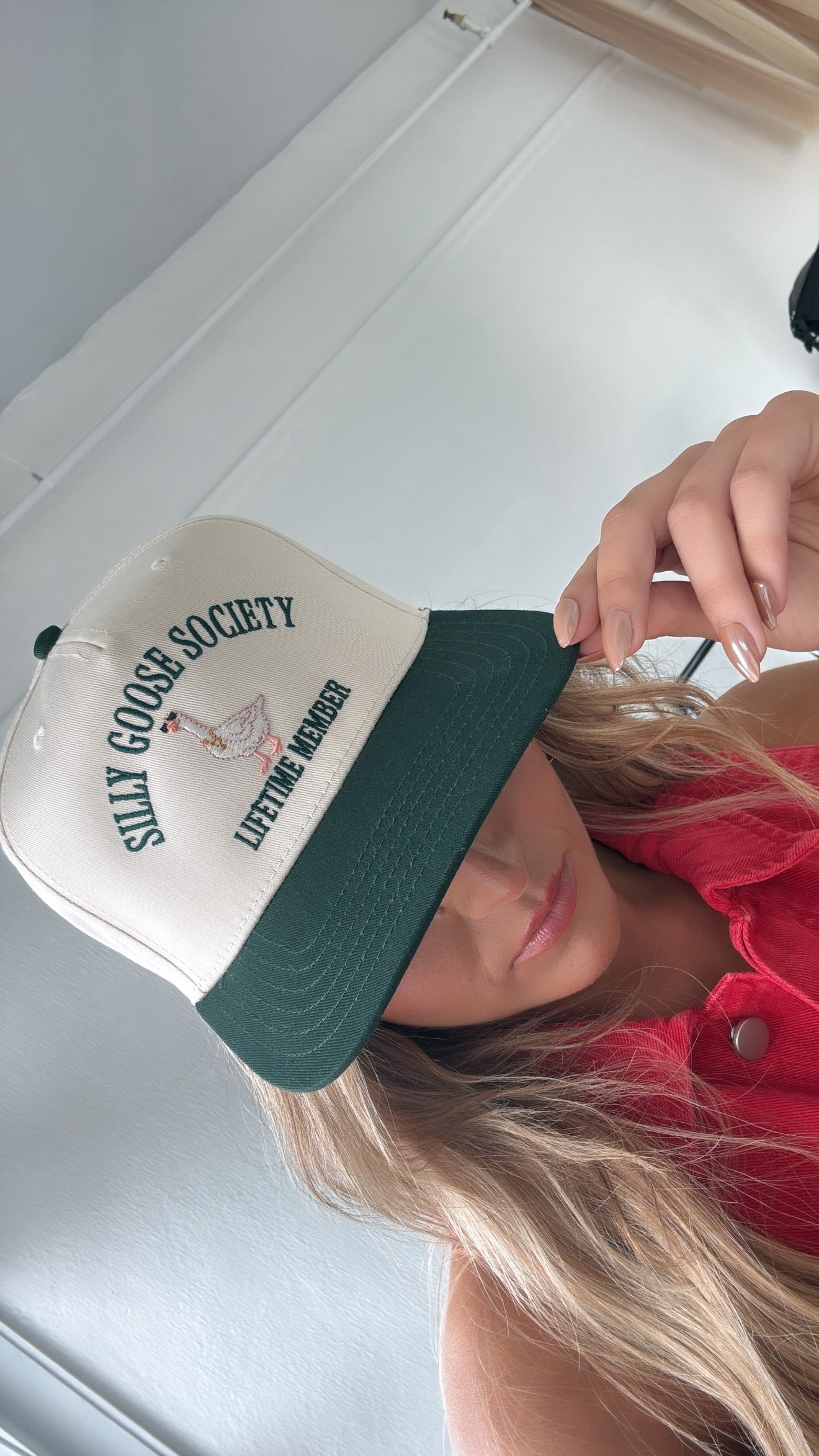 Silly Goose Society Ball Cap, Green/ Natural