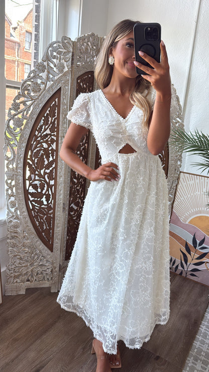 Soft Spoken Love Midi Dress, Cream