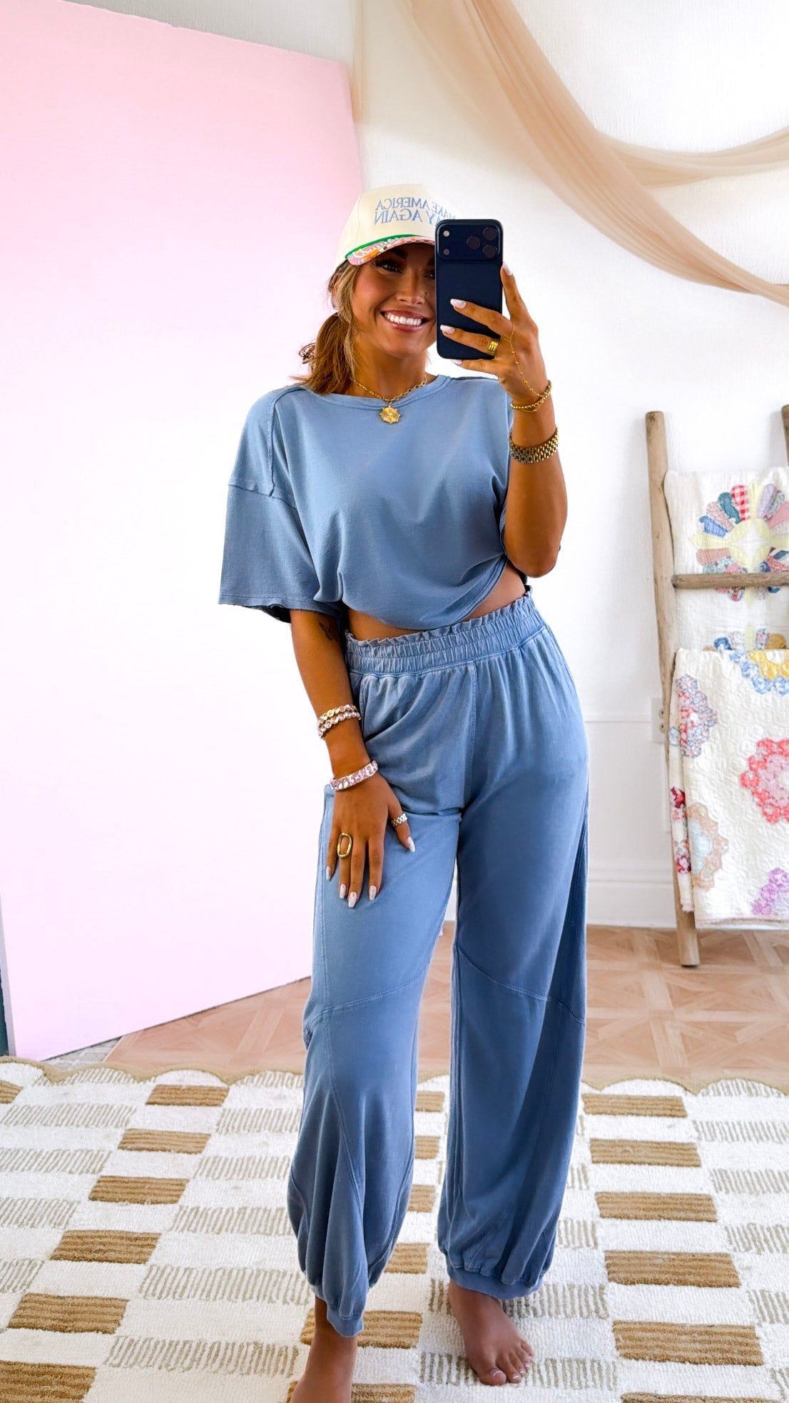 Travel Ready Two Piece Set, Dusty Blue