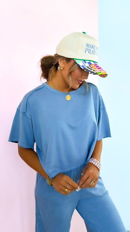 Travel Ready Two Piece Set, Dusty Blue