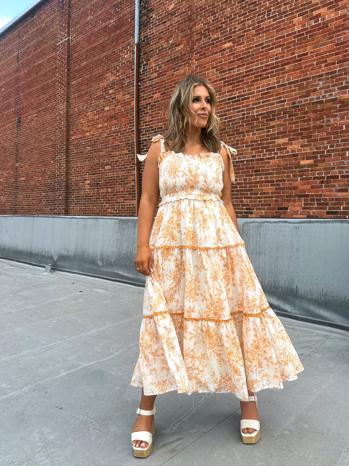 Wanderlust Lace Trim Floral Midi Dress