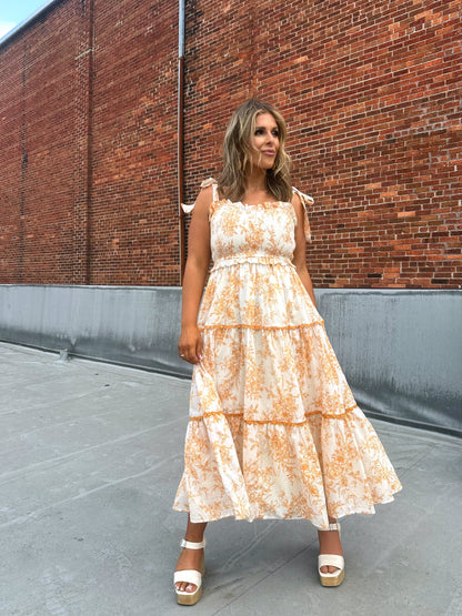 Wanderlust Lace Trim Floral Midi Dress