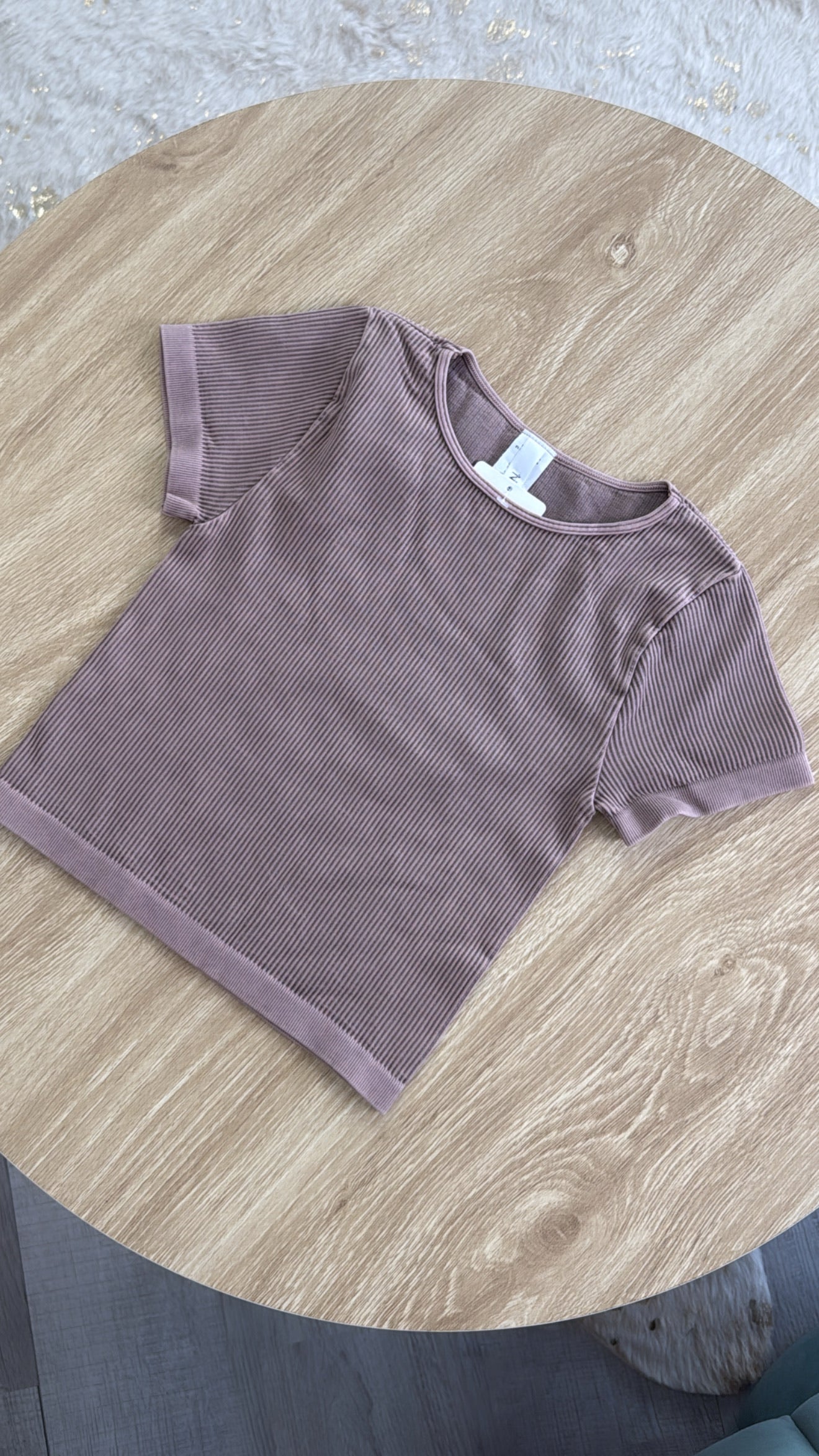 Ribbed Crop Baby Tee, Mocha