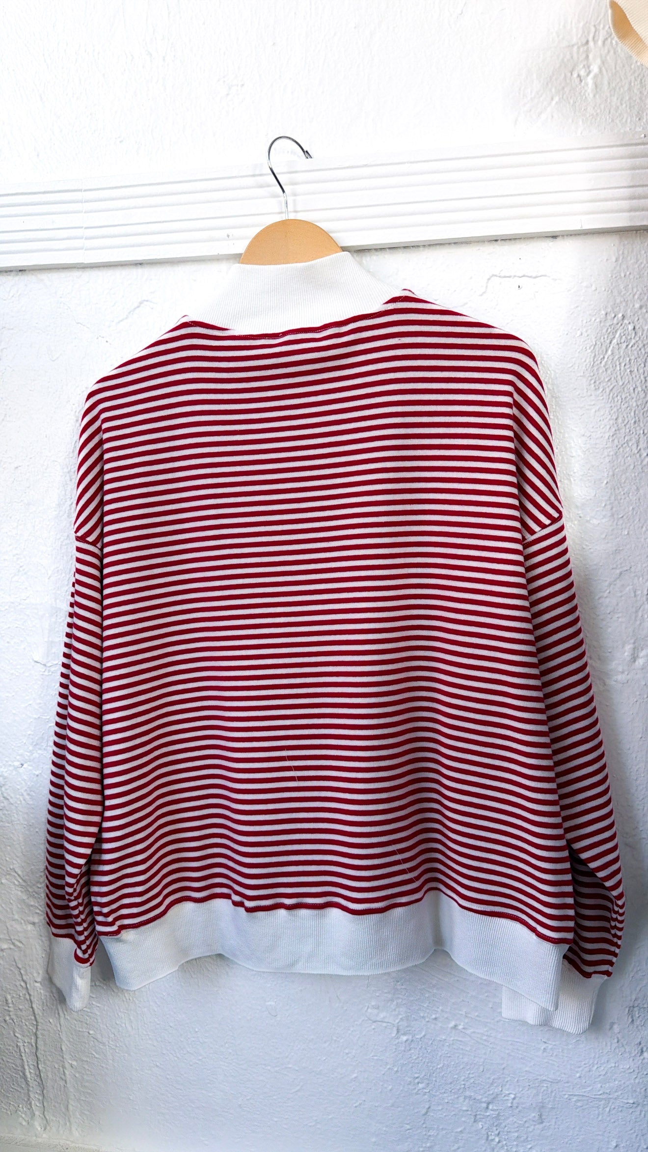Stripe USA Mock Neck, Red/White
