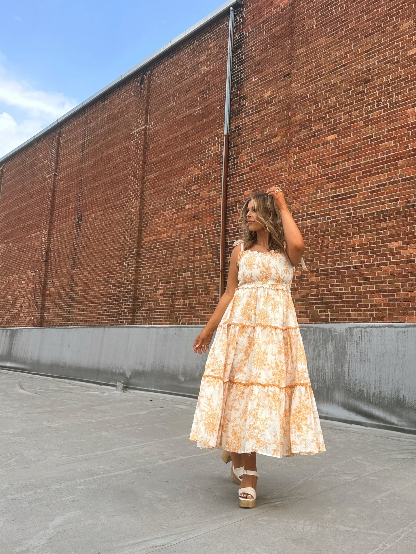Wanderlust Lace Trim Floral Midi Dress