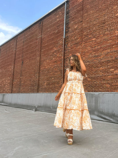 Wanderlust Lace Trim Floral Midi Dress