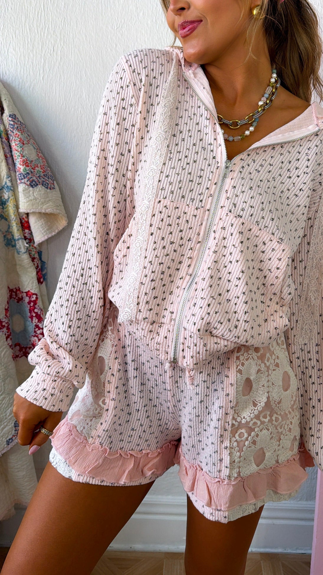 Sanibel Gauze Shorts, Pink Floral
