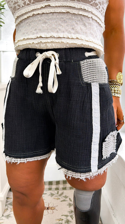 Soft Focus Tie Shorts, Black