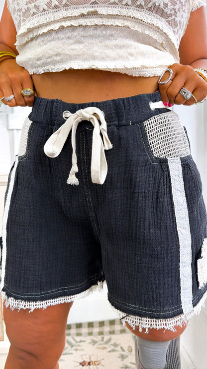 Soft Focus Tie Shorts, Black