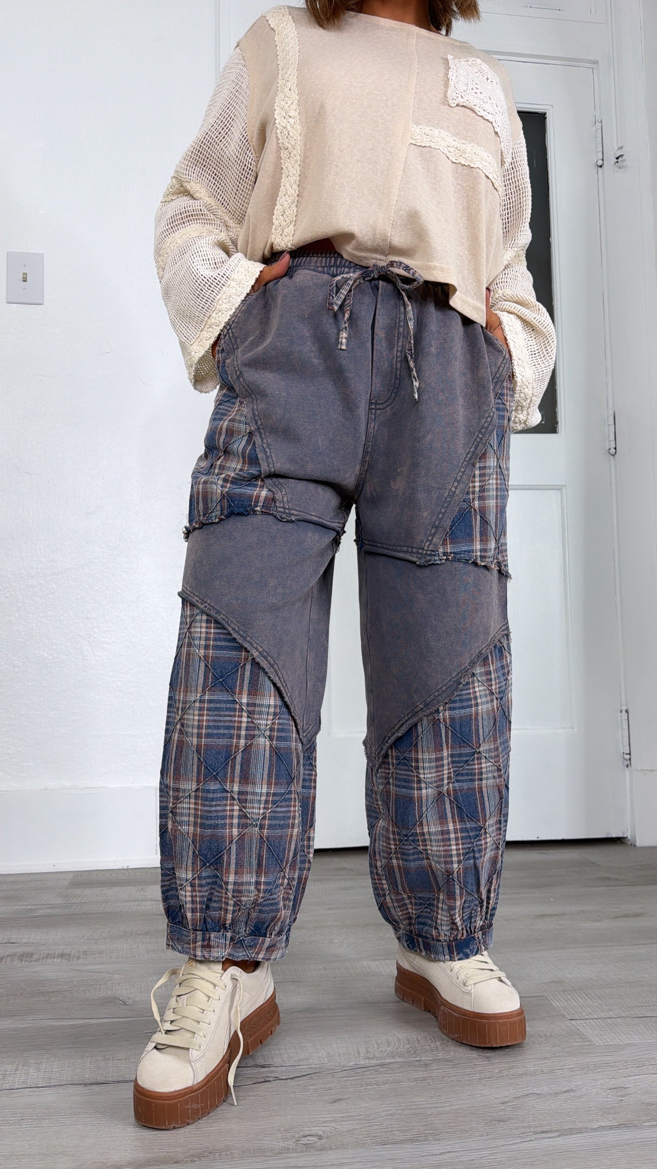 Tulip Trail Plaid Pant, Navy