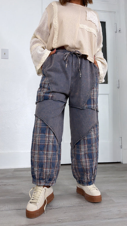 Tulip Trail Plaid Pant, Navy