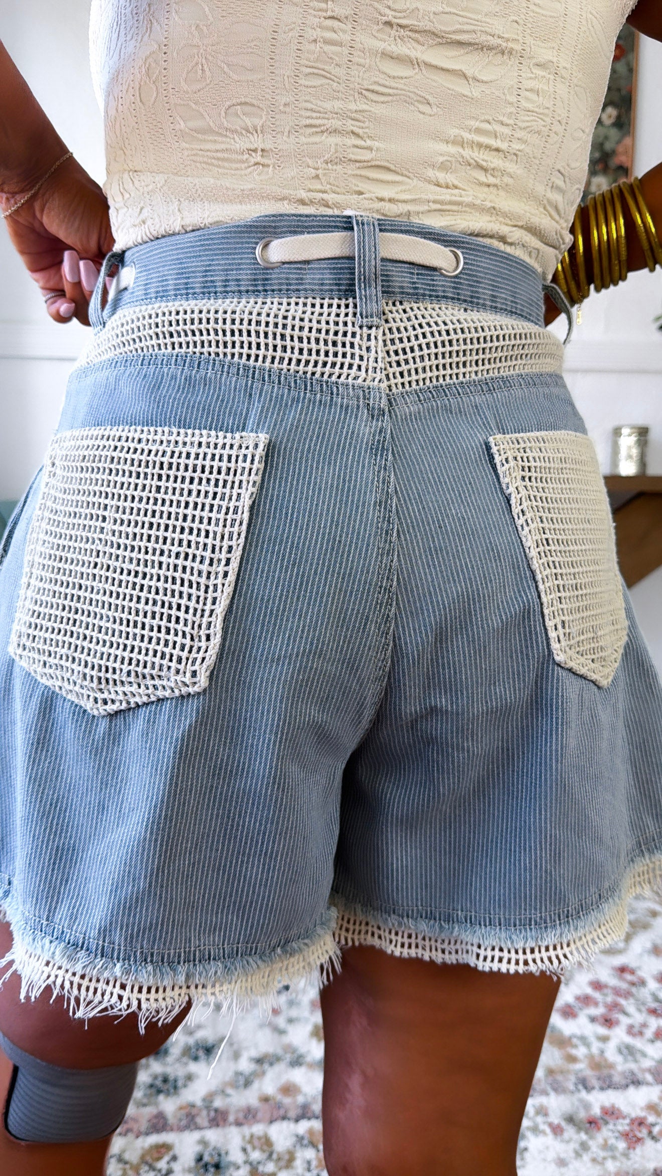 Soft Focus Tie Shorts, Denim