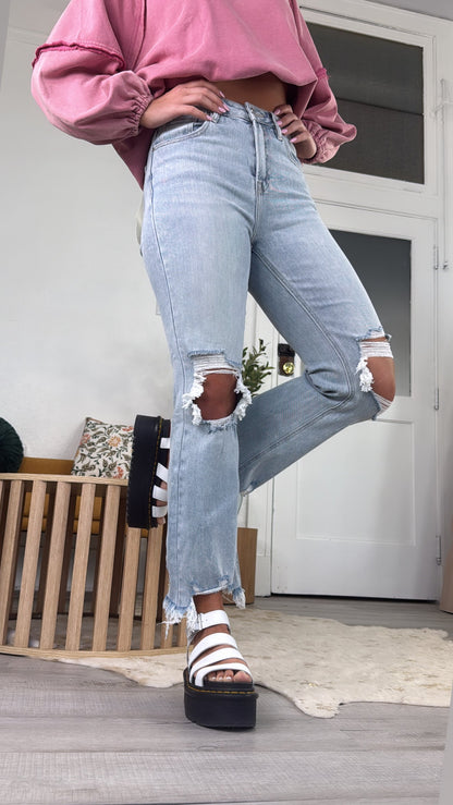 Stevie Straight Leg Jean, Light Wash RISEN