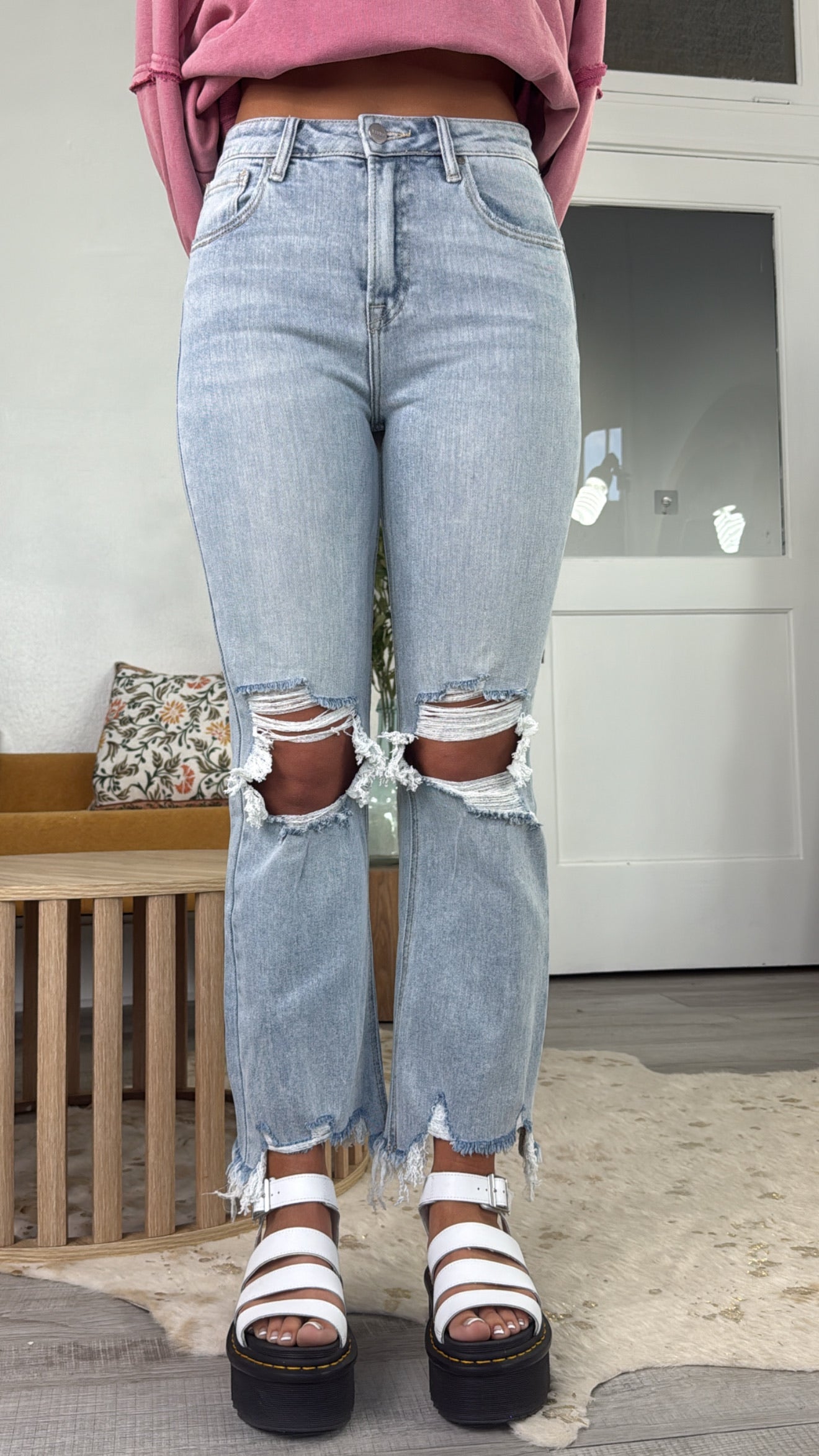 Stevie Straight Leg Jean, Light Wash RISEN