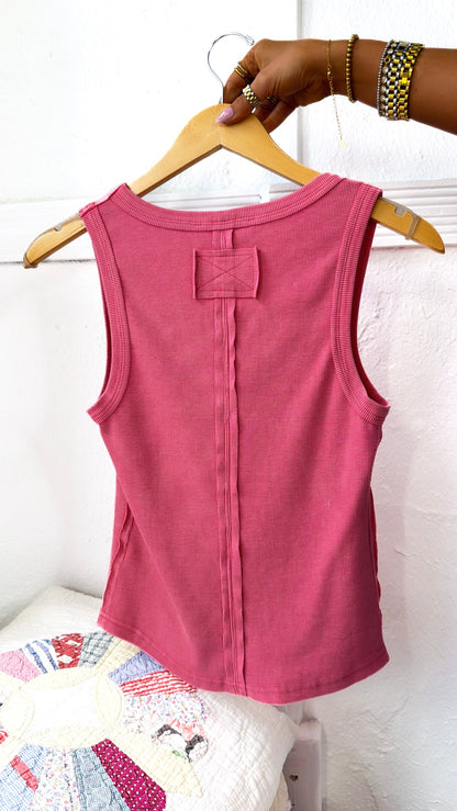 Simply Ribbed Tank Top, Strawberry