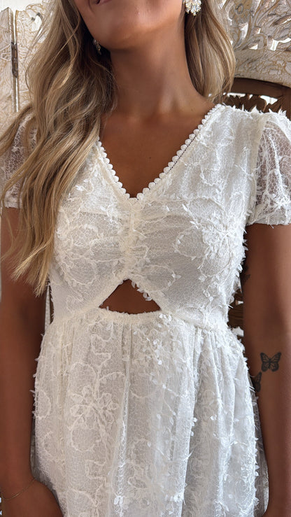 Soft Spoken Love Midi Dress, Cream