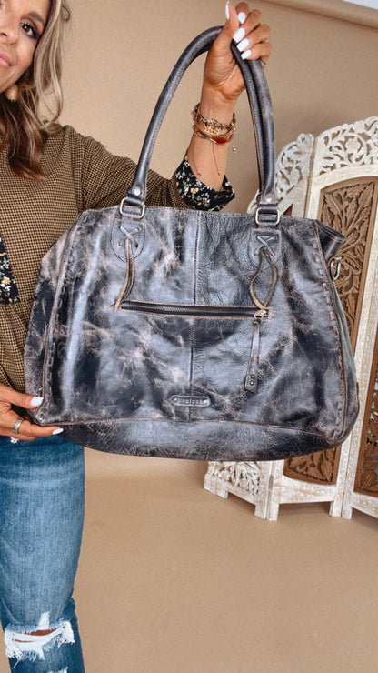 Rockaway Leather Tote, Black Luxe