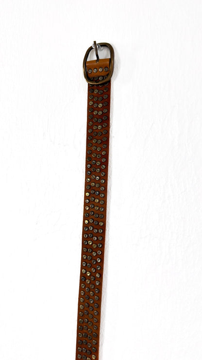 Studded Leather Belt, DK. Brown