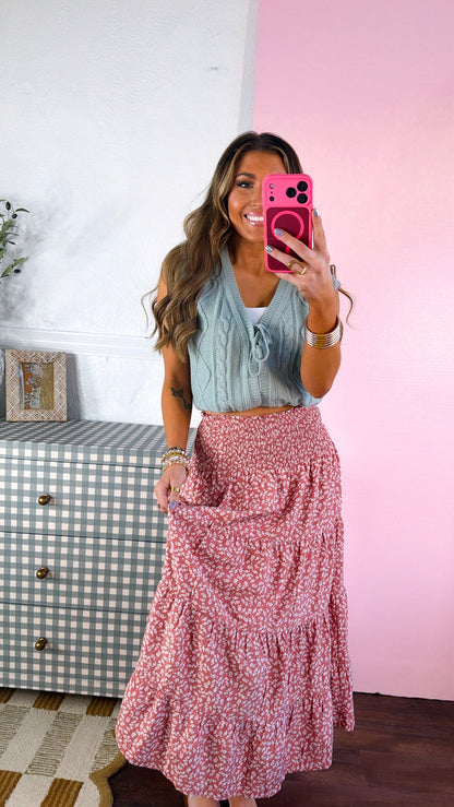 Scarlett Jo Midi Skirt, Ginger/ White
