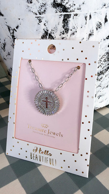 Treasure Jewels: Grace Cross Necklace Silver