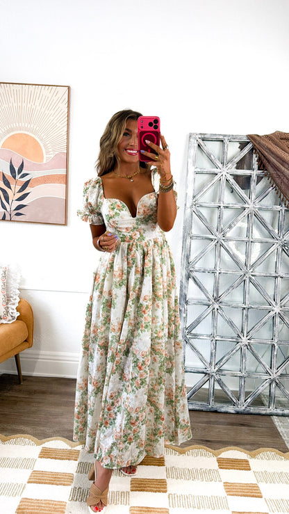 The Lillian Dress, Cream/ Dusty Pink