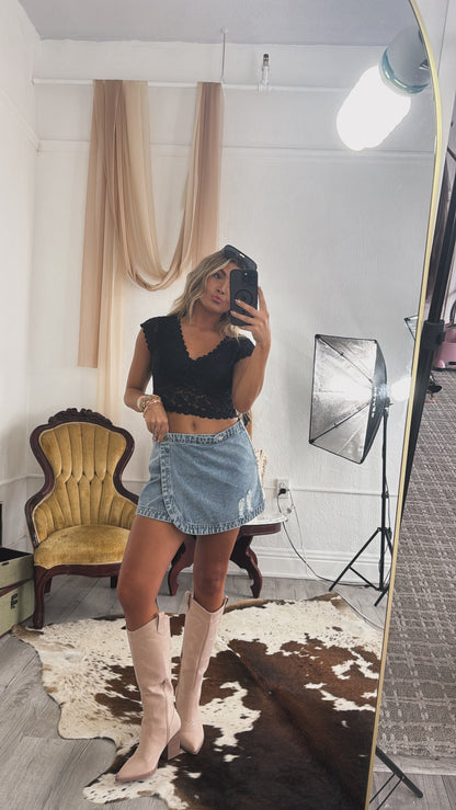 Whispered Lace Top, Black