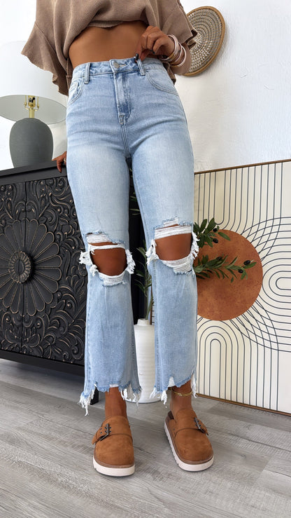 Stevie Straight Leg Jean, Light Wash RISEN