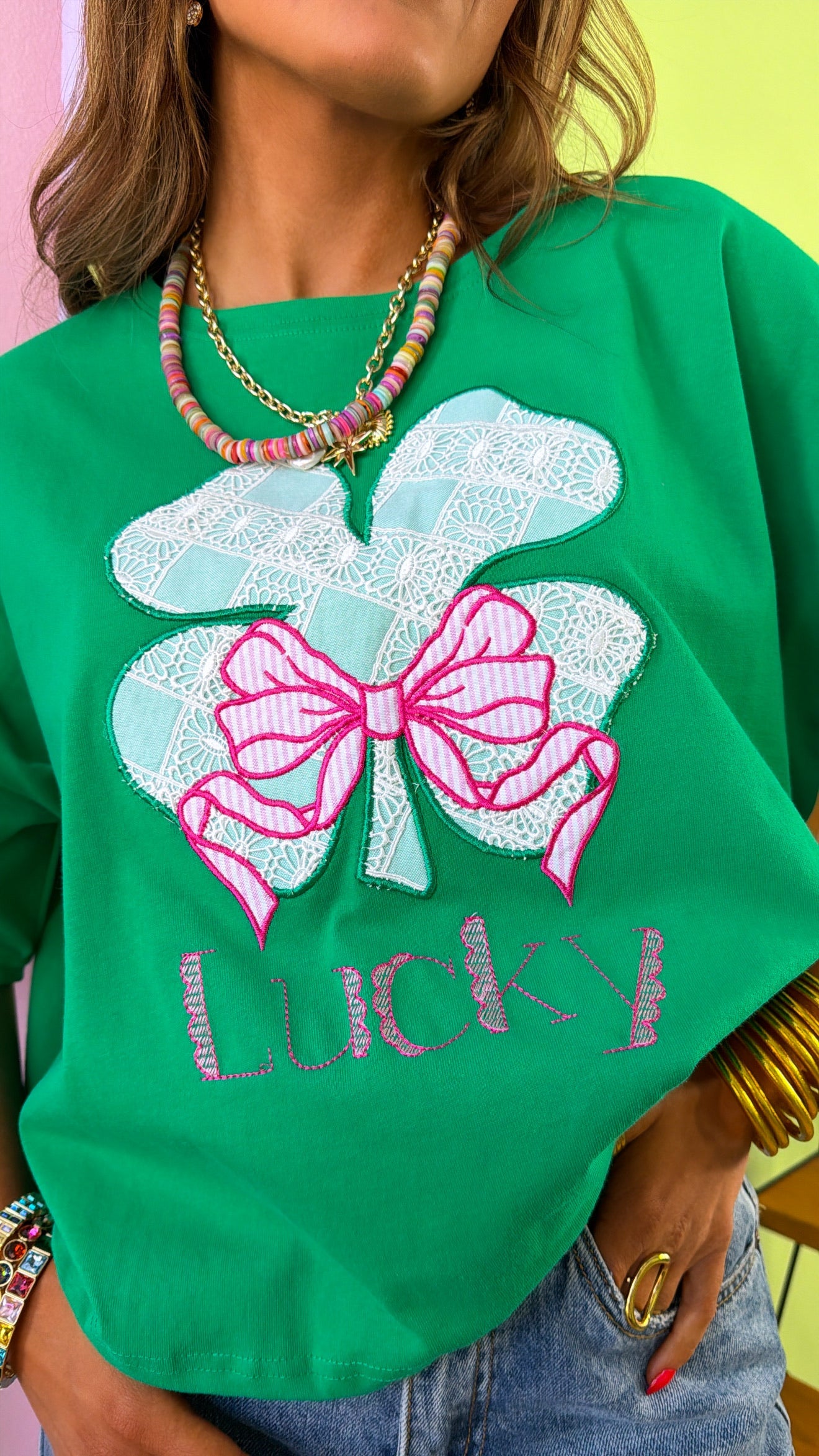 Sweet Clover Embroidered Top, Green