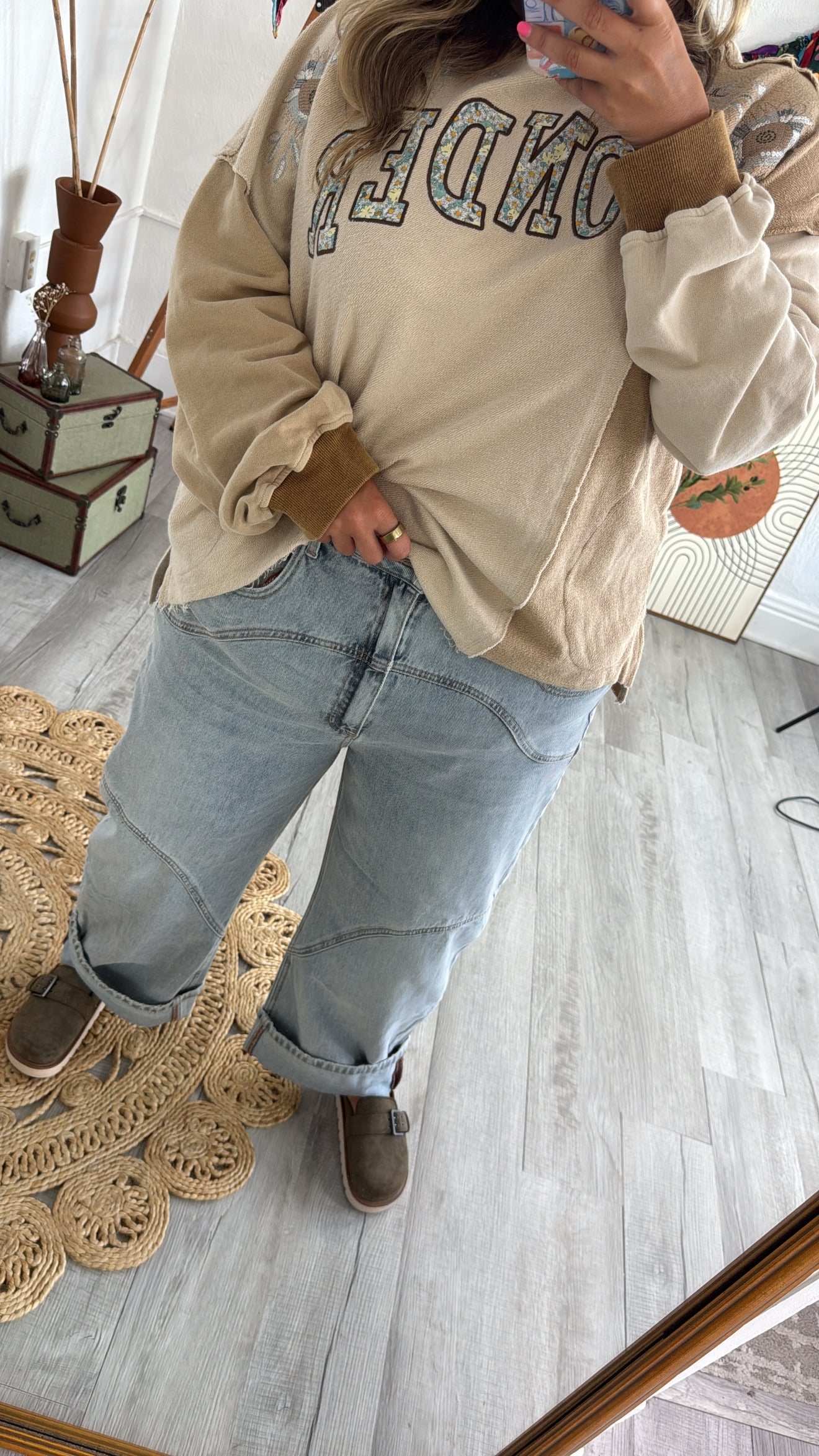 SAIGE: Studio Ready Barrel Jeans, Medium Light