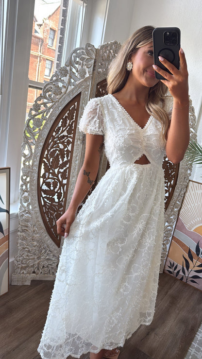 Soft Spoken Love Midi Dress, Cream