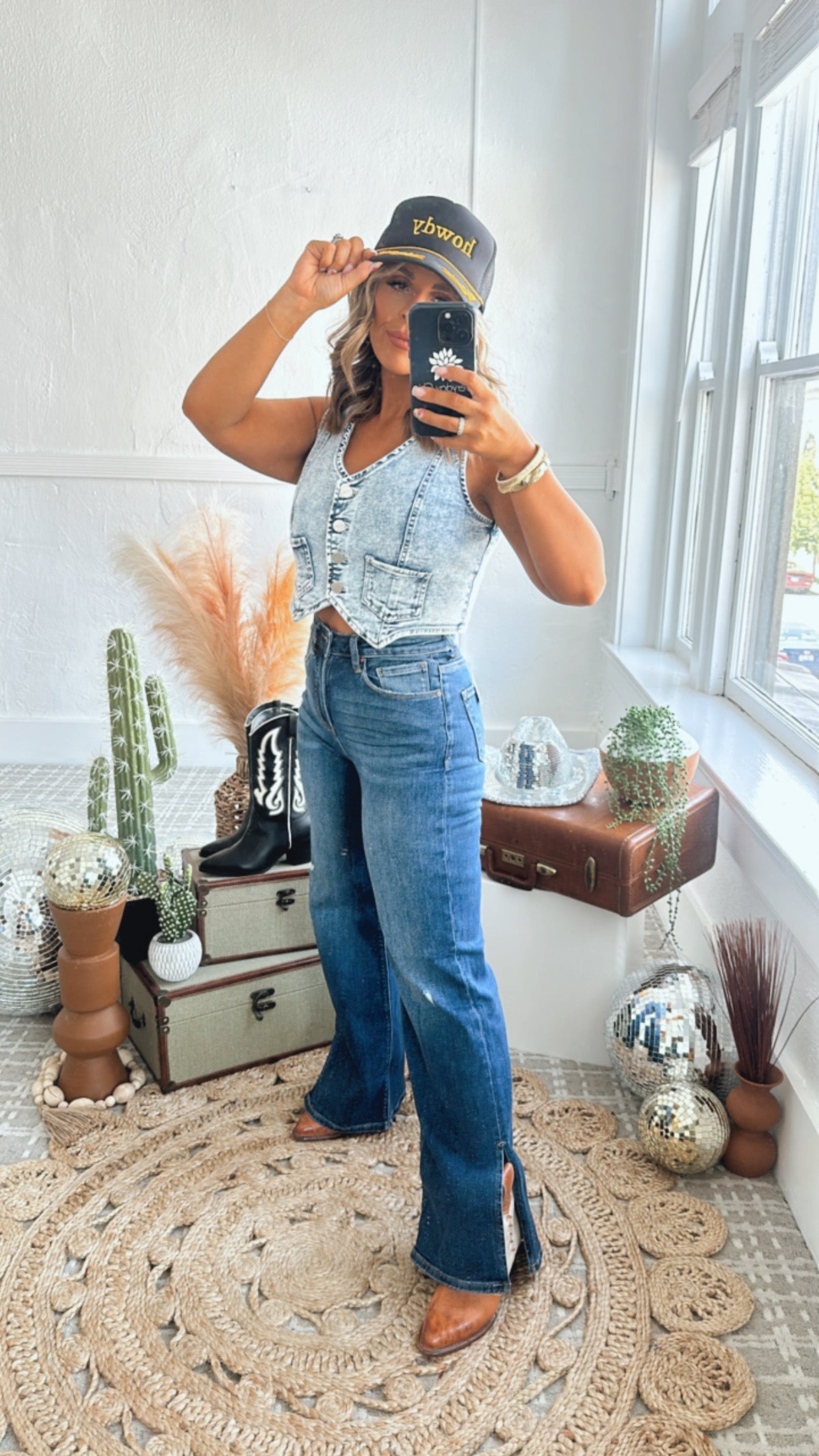 Stetson Vintage Side Slit Wide Leg Straight Leg Jeans, RISEN